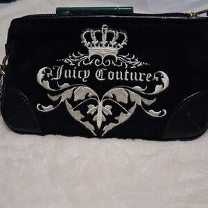 Juicy Couture Black and Cream Wallet with Embroidered Logo